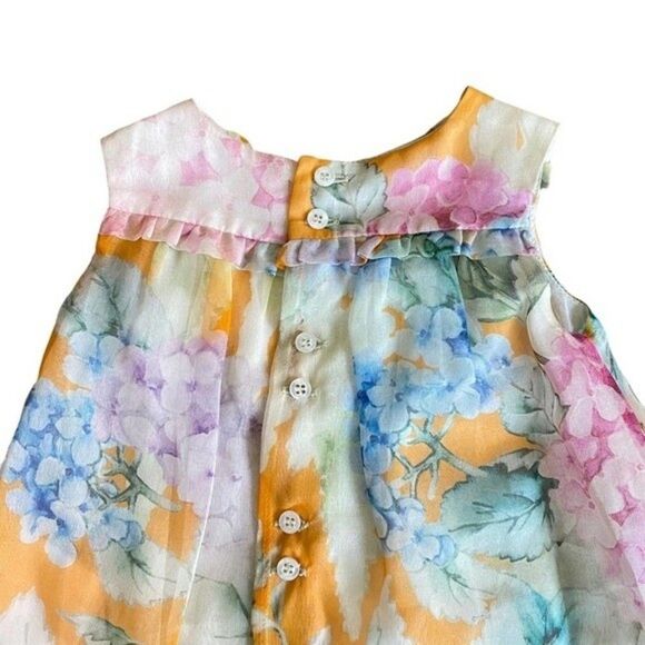 Gucci Baby Girl Floral Watercolor Print 100% Silk Dress - Picture 5 of 11